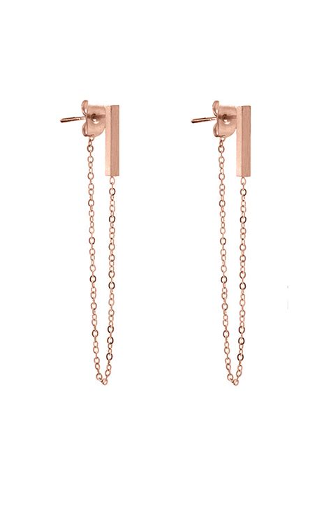 Chain Oorbellen Small Tube Rose Fashion Musthaves