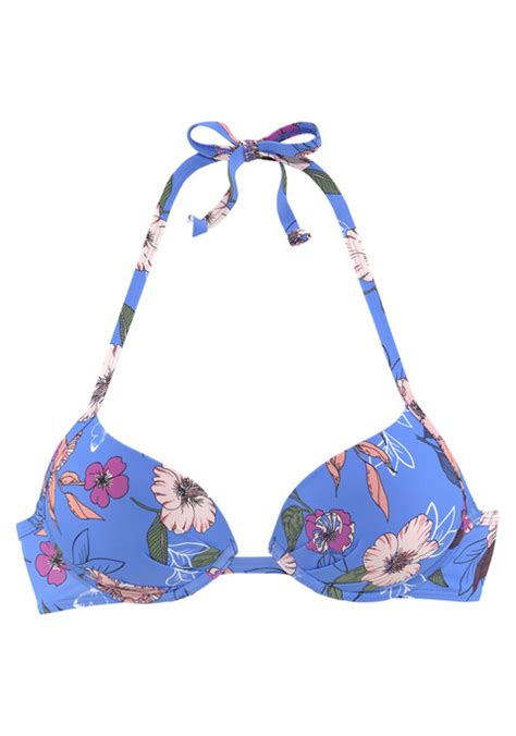 Push Up Bikini Top Blau Bedruckt Cup B 34 LASCANA De