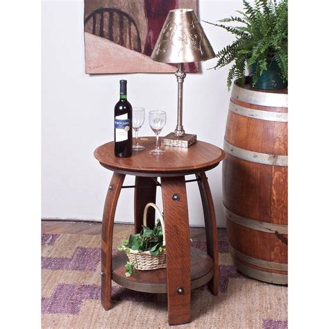 2 Day Designs Reclaimed Wine Furniture Barrel Side Table With Shelf