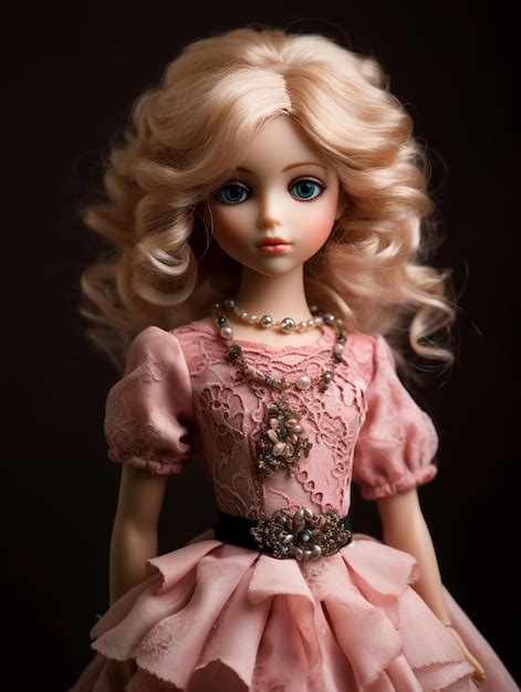 Premium Ai Image A Beautiful Stylish Blonde Doll Wearing A Pink Dress