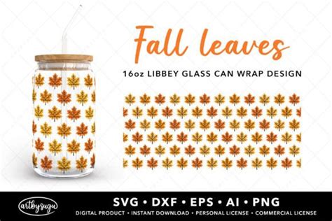 Fall Leaves Libbey Glass Wrap Svg Design Graphic By Artbysugu