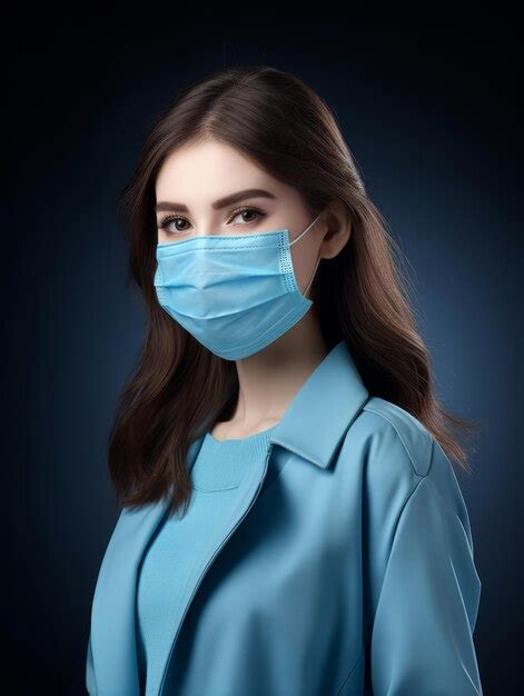 Premium Ai Image A Woman Wearing A Surgical Mask On A Dark Background