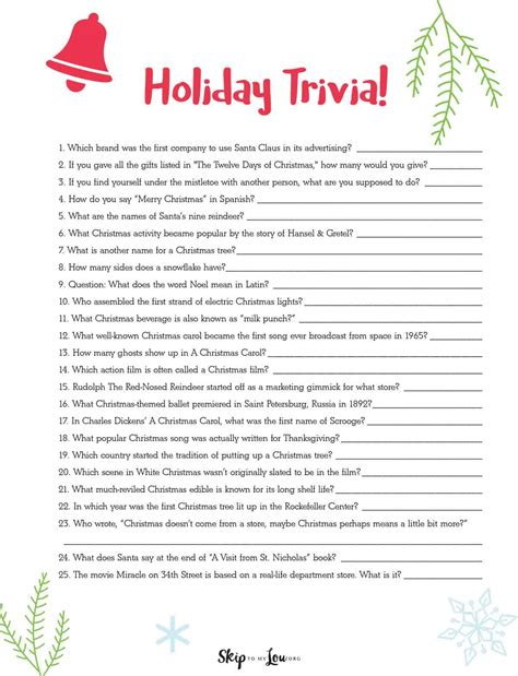 Printable Christmas Trivia Questions And Answers For Adults | Rossy