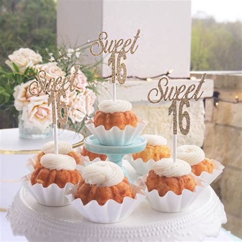 Sweet 16 party decorations, sweet 16 cupcake toppers,sweet sixteen ...