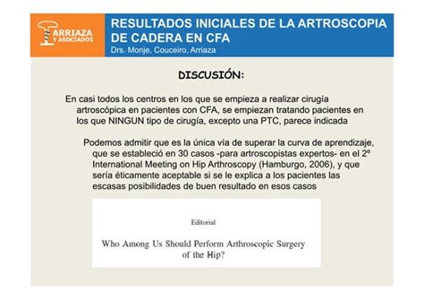 Artroscopia Cadera Cfa Evoluci N Y Manejo Pdf