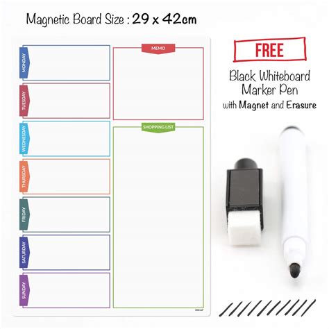 Colourful Magnetic Fridge Board Daily Planner And Shopping List