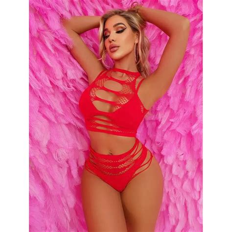 Women S Sexy Fishnet Lingerie Bodysuit Stripper Outfits Exotic Sets Shopee Malaysia