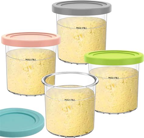 4 Pack Containers With Lid Replacement For Ninja Creami Pints 16oz Cup