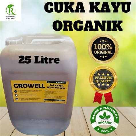 Growell Cuka Kayu Organik L Asli Tanpa Campuran Air Organic Wood