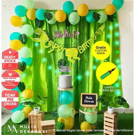 Jual Dekorasi Birthday Ultah Paket Lengkap Dinosaurus Custom Nama Tema