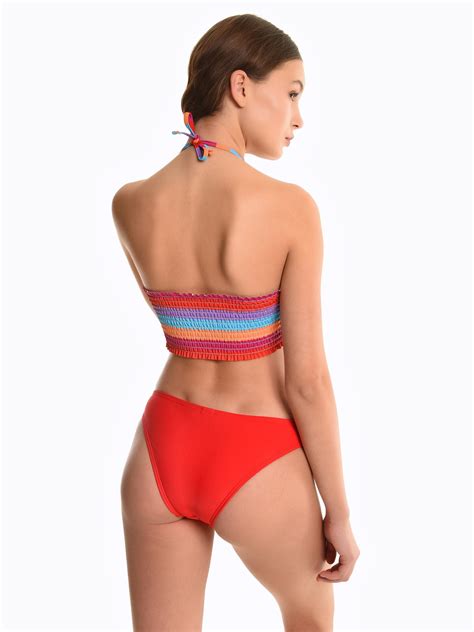 Gesmokter Bandeau Bikini Gestreift Gate