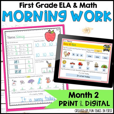 First Grade Spiral Review Morning Work Math And ELA First Grade