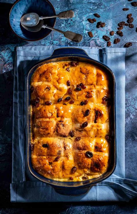 Hot Cross Bun Bread And Butter Pudding