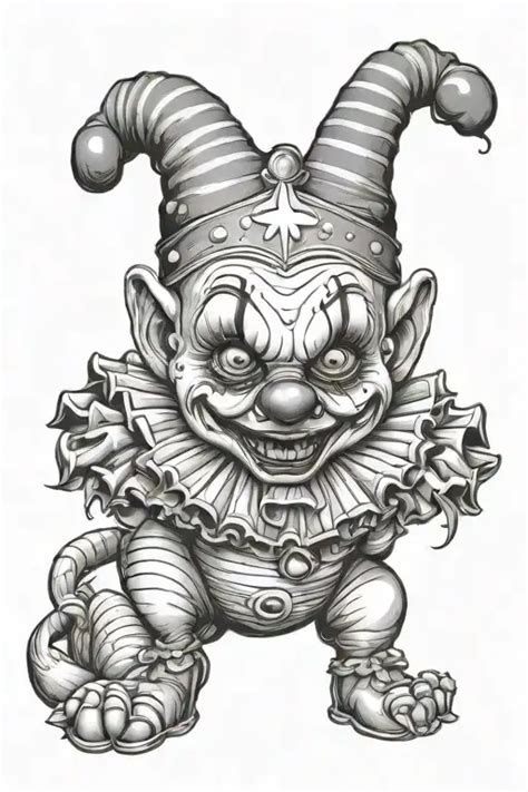 Black And Grey Cute Evil Baby Clown Tattoo BlackInk AI