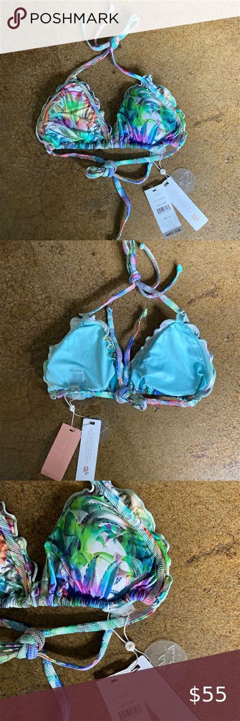 Nwt Pilyq Lanai Lettuce Edge Triangle Bikini M Triangle Bikini Pilyq