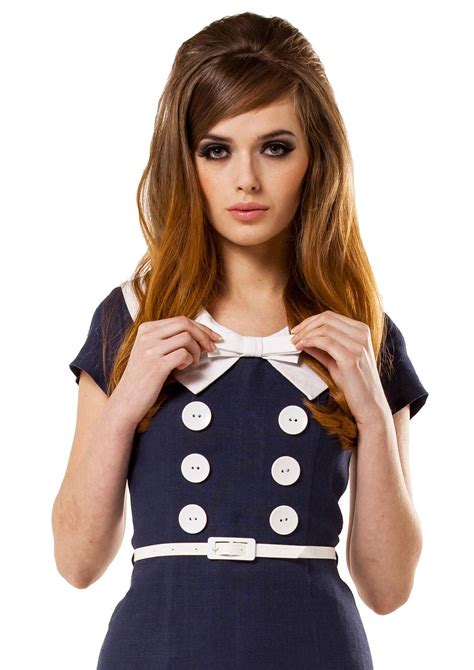 MARMALADE Retro 60s Mod Button Front White Collar Mini Dress