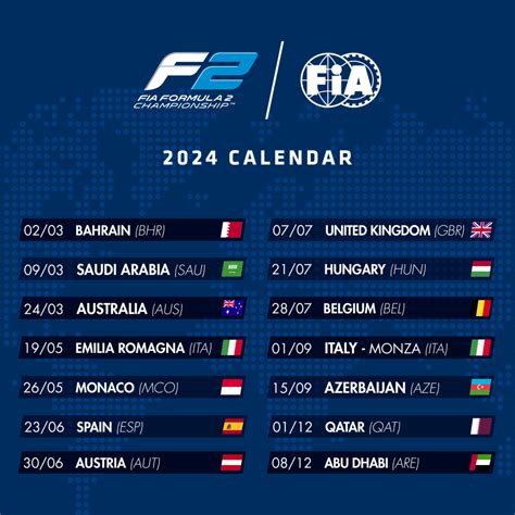 FIA Formula 2 Championship 2024 season calendar announced | Federation