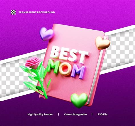 I Love Mom Letter 3d Icon Ou Ilustração De ícone 3d Do Dia Da Mãe Psd