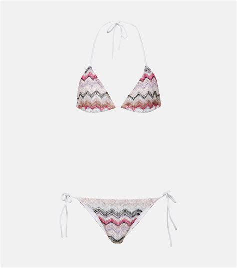 Missoni Zig Zag Crochet Bikini In Multicoloured Modesens