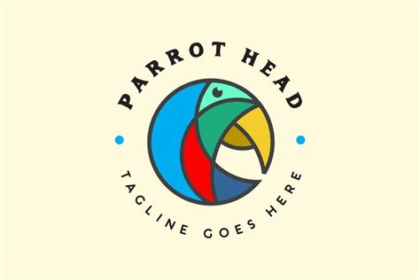 Colorful Parrot Head Logo