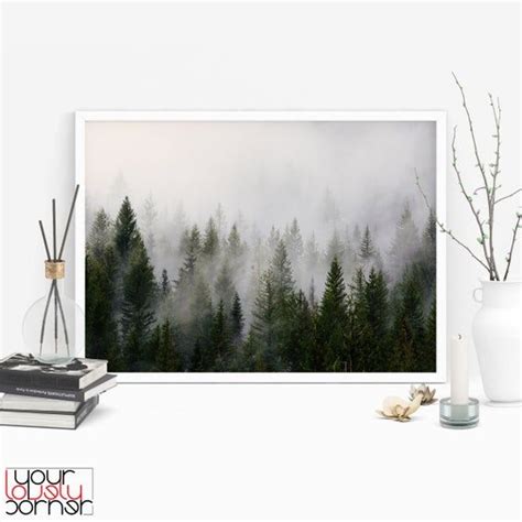 Forest Print Misty Forest Wall Art Prints Nature Printable Etsy