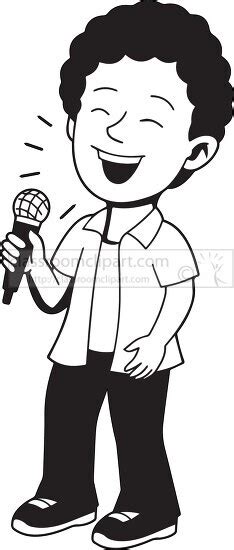 Music Outline Clipart-black white singer clipart