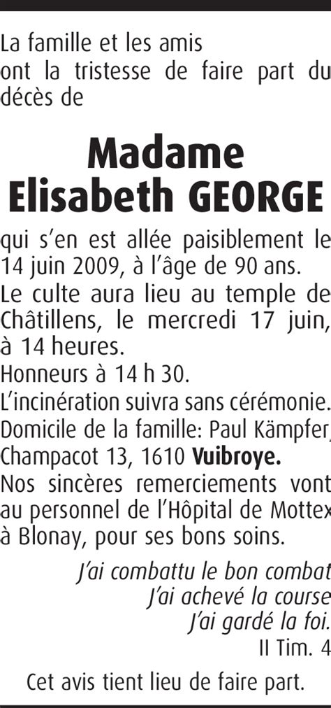 Elisabeth George Hommages