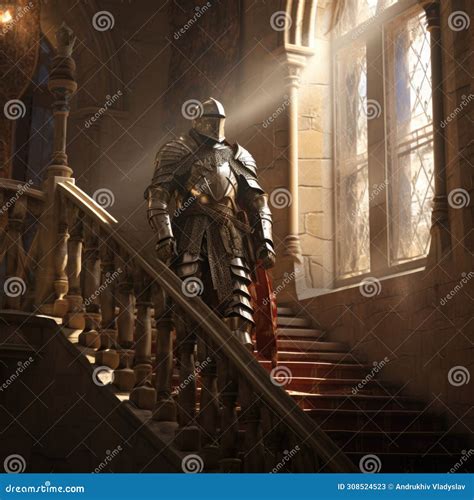 Medieval Knight in the Castle Stock Illustration - Illustration of ...