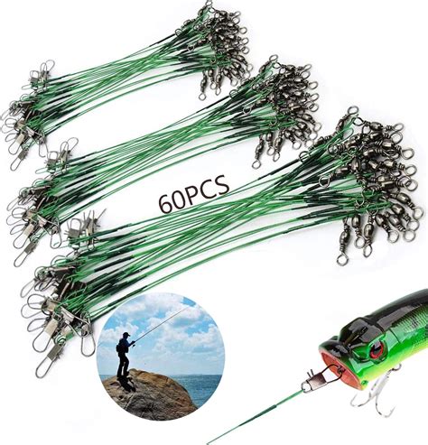 60 Pcs 3 Tailles fluorocarbone Bas De Ligne Acier Ligne De Pêche en