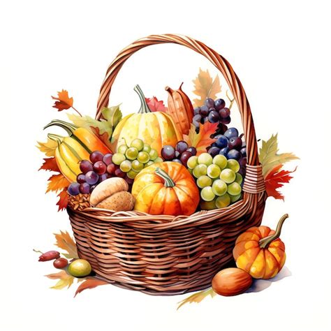 Premium AI Image Beautiful Pilgrim S Basket Of Provisions Watercolor