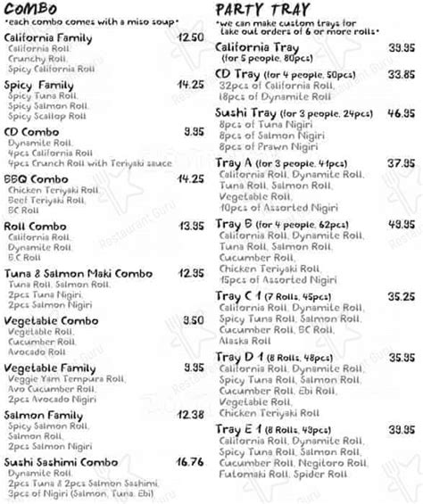 Menu at Hi Sushi restaurant, Surrey