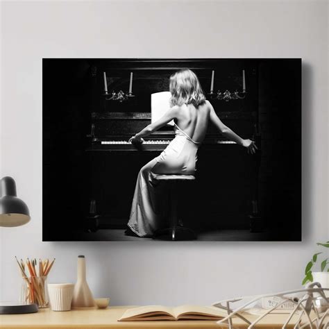 Sexy Woman Nude Lady Piano Black White Girl Vintage Poster Print Canvas Modern Wall Art Best