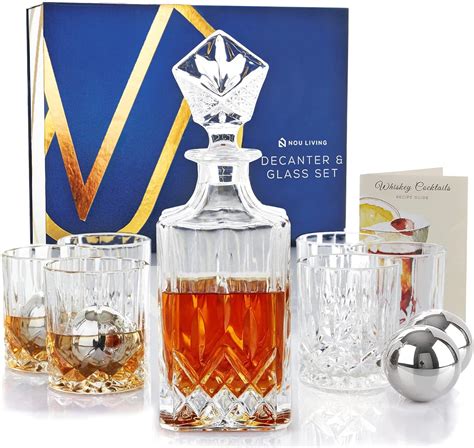 Nou Living 11 Pc Crystal Whisky Decanter Set With Glasses Elegant