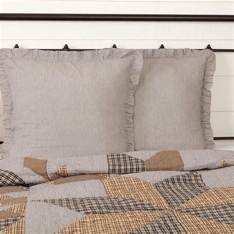 Dakota Star Farmhouse Blue Euro Sham Country Ticking Stripe VHC Brands