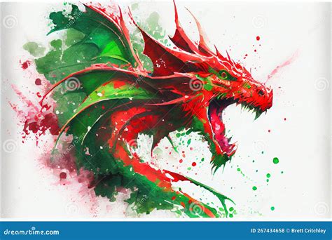 Red Dragon Portrait Welsh Flag Wales Stock Illustration - Illustration ...