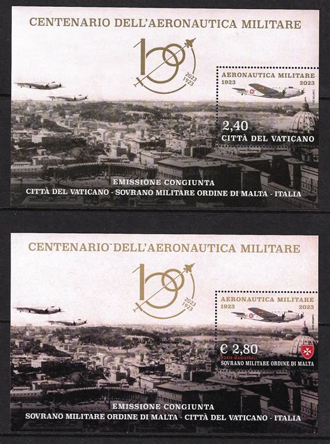 2023 Vatican Smom Centenario Aeronautica Militare Sheets Mint