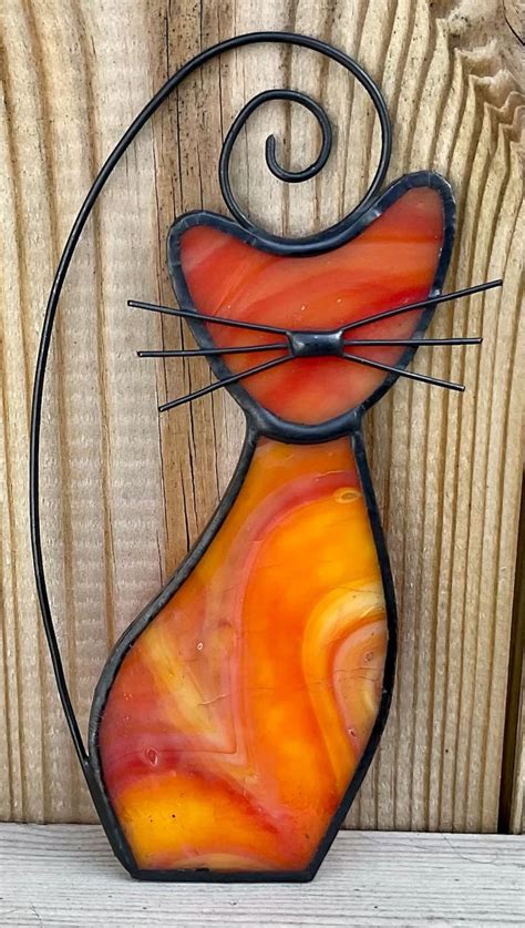 Stained Glass Cat Suncatcher Orange Cat Ginger Cat Cat Lover T Window Hanging Cat Glass Cat