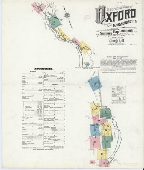 Image 1 Of Sanborn Fire Insurance Map From Oxford Worcester County Massachusetts Library Of