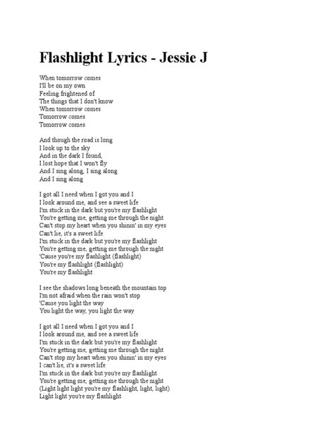 Flashlight Song Lyrics Store | cityofclovis.org