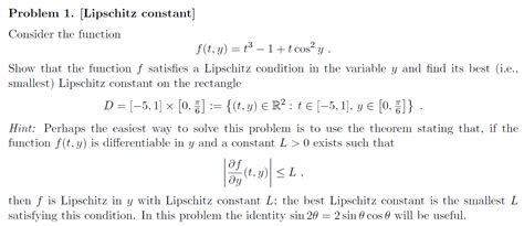 Solved = = : Problem 1. [Lipschitz constant] Consider the | Chegg.com 