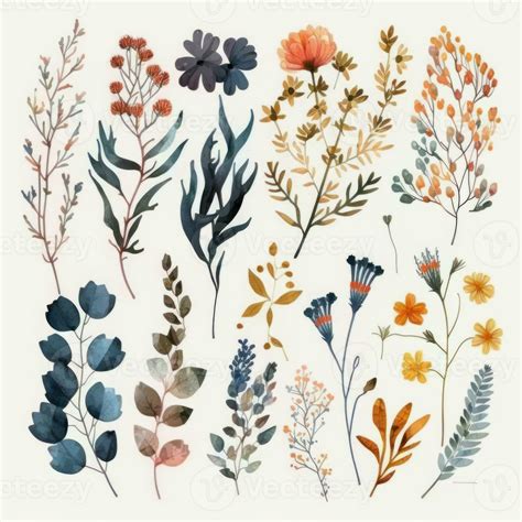 Simple Watercolor Flowers Illustration Generative AI 29989059 Stock ...