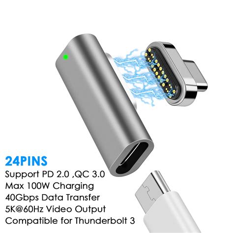 Adaptador Usb C Magn Tico Pinos Conector Tipo C Para Carregamento