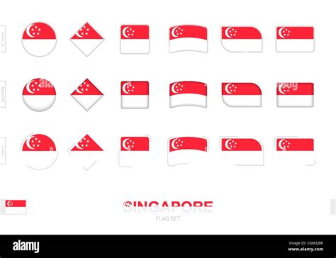 Singapore Flag Set Simple Flags Of Singapore With Three Different Effects Vector Illustration