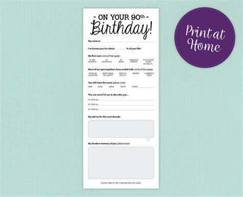 Th Birthday Party Game Card Funny Milestone Printable Pdf Etsy