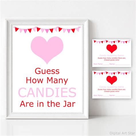 Valentine Candy Guessing Game And Sign Guess How Many Candies Etsy