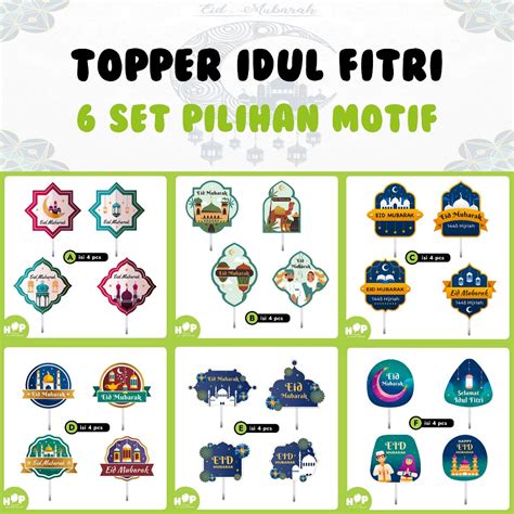 Jual Cake Topper Idul Fitri Lebaran Hiasan Kue Eid Mubarak Tumpeng