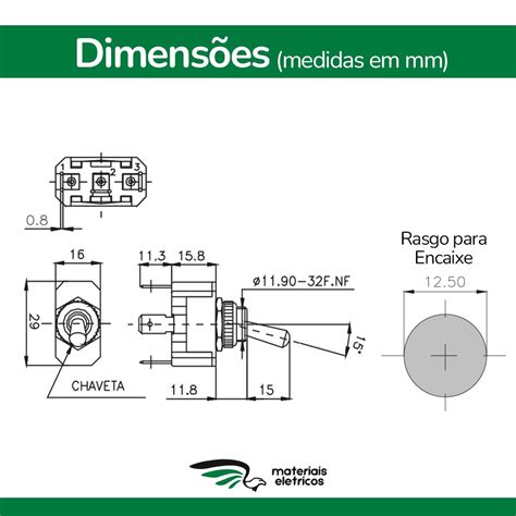 Chave Alavanca MarGirius Liga Desliga 14123 Nylon 15A Materiais