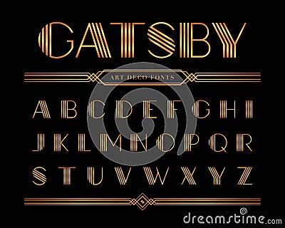 Vector Of Gatsby Font And Alphabet Gold Letter Set Cartoondealer