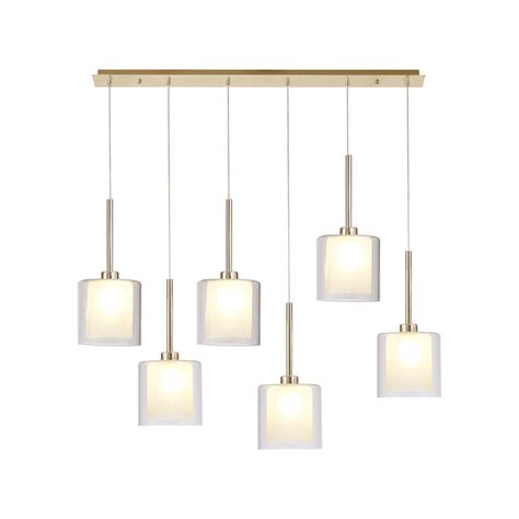 Fabula Tamworth 6 Light Linear Pendant Medium Cylinder Shades With Clear Outer Glass French