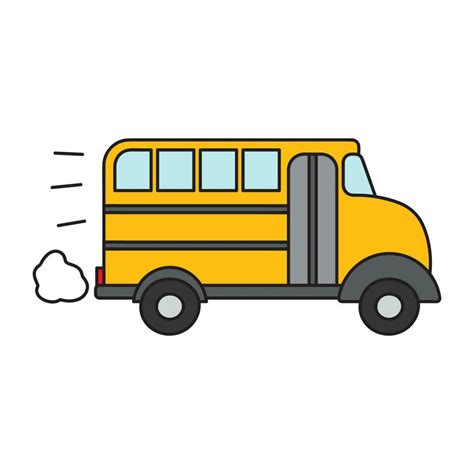 Kids drawing Cartoon Vector illustration flat school bus icon Isolated ...